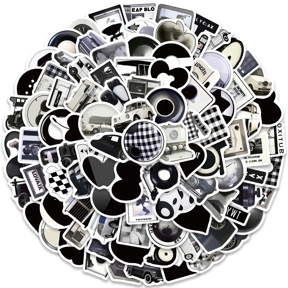 

100pcs Waterproof Graffiti Mini Size Ins Style Black and White Aesthetic Stickers For Luggage Laptop Guitar Diary Vinyl Decal