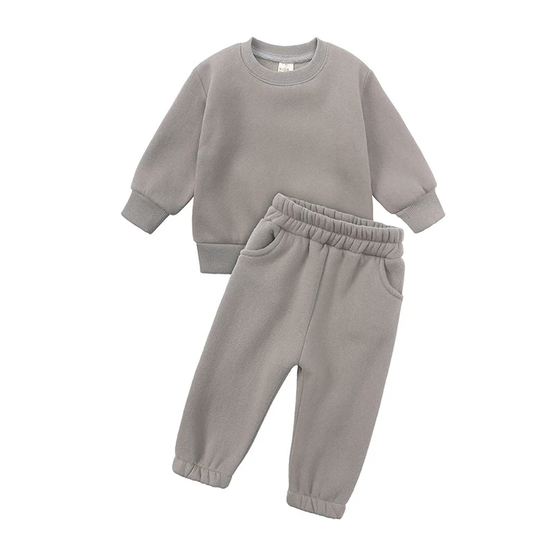 IYEAL-Conjunto Esportivo de Veludo Infantil, Moletom e Calças Espessadas, Meninos e Meninas, Moda Infantil, Conjunto de 2 Peças, Lazer, Outono, Inverno