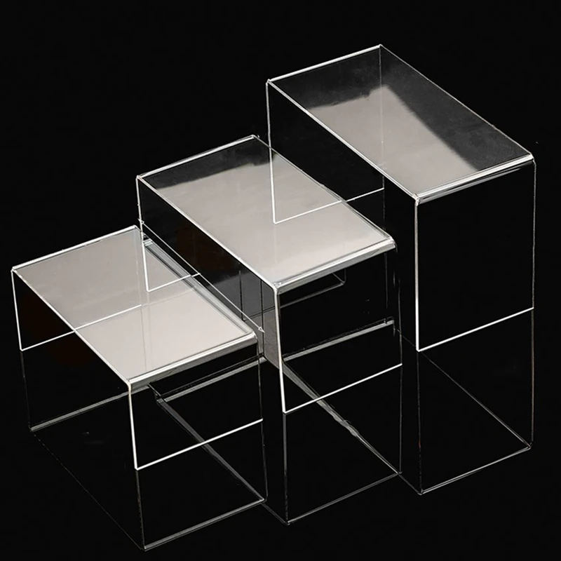 3Pcs Acrylic Counter Window Hats Shoes Glasses Display Stand Cabinet Rack Shelf