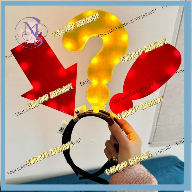 Headgear, festive hair band, unique arrow light headband, funny question mark.