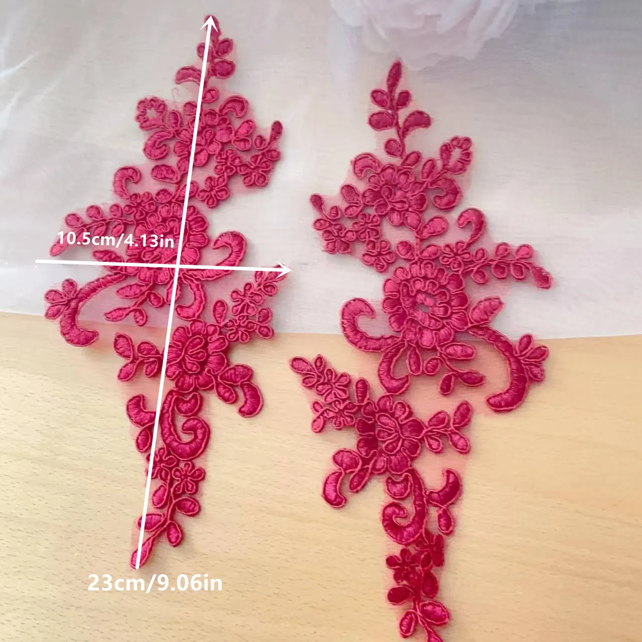 10 Stück/5 Paar. Hochwertige Randspitze verspiegelte Blumen. Hochzeitskleid Hochzeitsschuhe Kopfschmuck DIY Nähzubehör RS2506253 – Detail 1