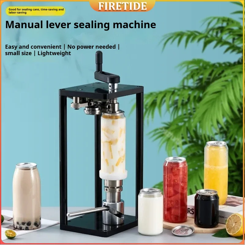 Manual Can Sealer for 330ml 500ml 650ml PET Sealed Cans with Lid Handle Can Sealing Machine for Drinks Coffee Milk Tea