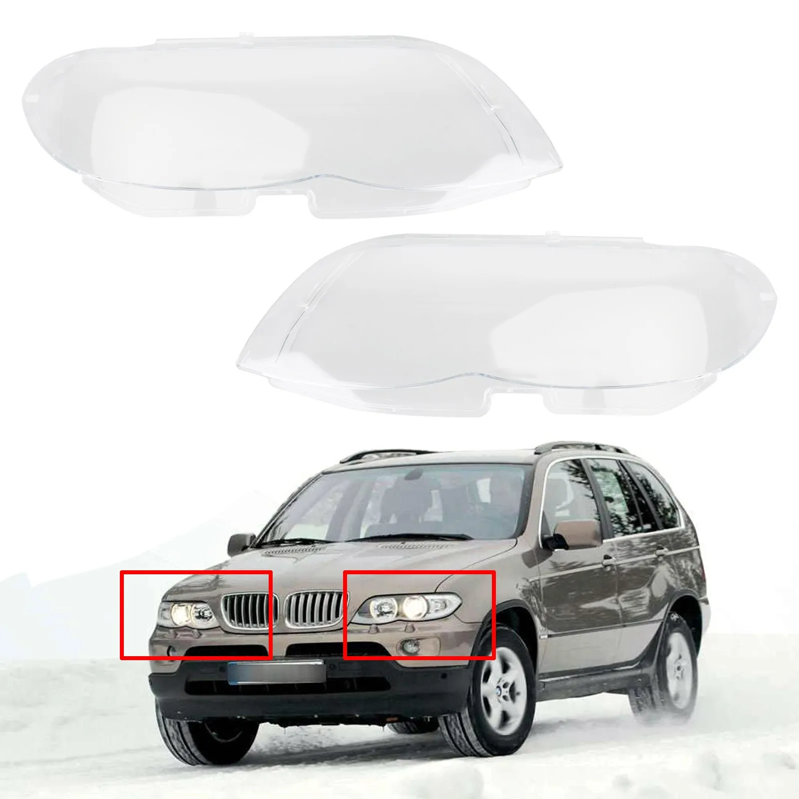 Headlight Shell Headlight Lens Plastic Cover For BMW X5 E53 2004-2007 63117166817/63117166818 Car Headlight Cover