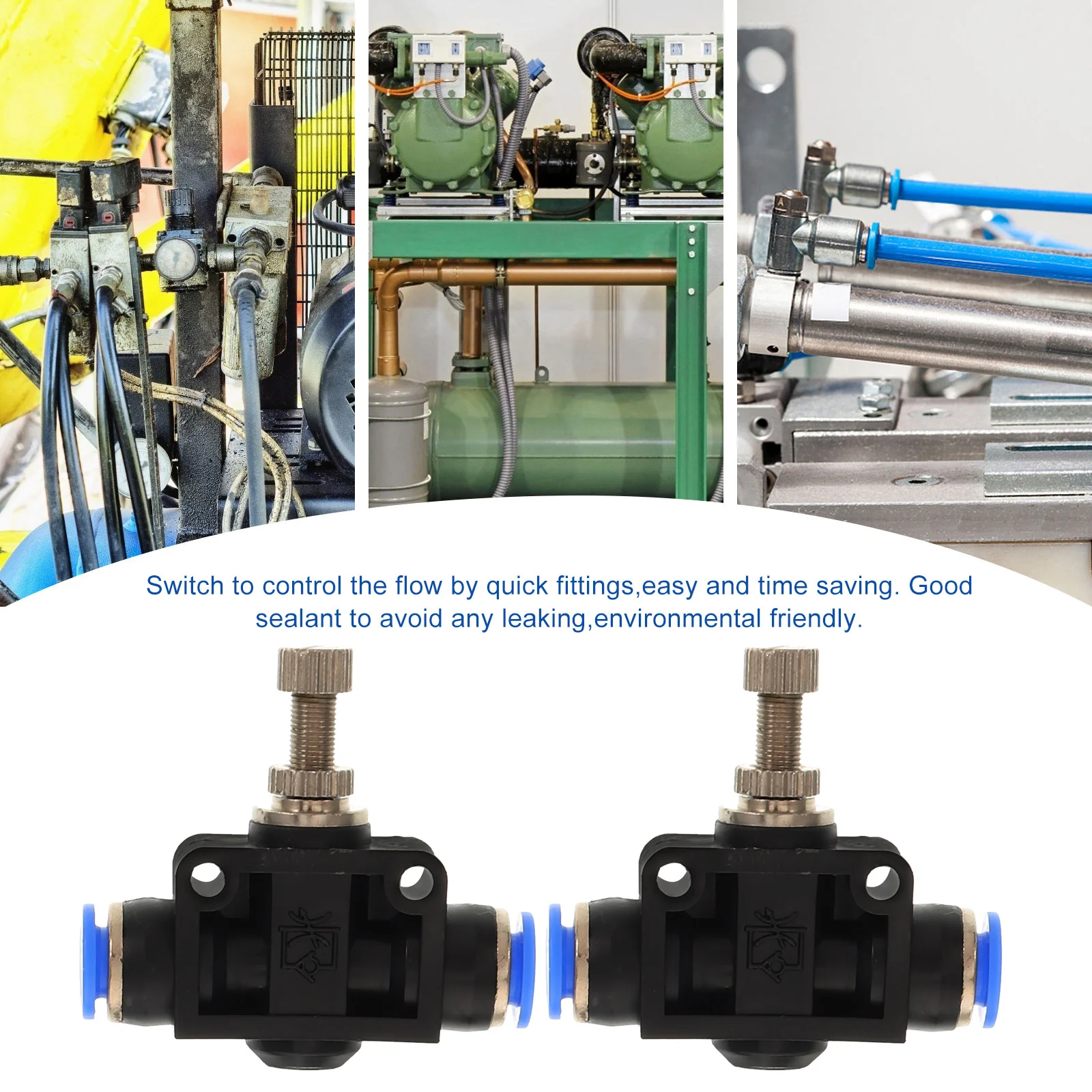 5 個ワンタッチ流量制御バルブインラインスロットル空気圧コネクタチューブ 6 ミリメートル 14 エア継手ジョイント黒流量制御バルブ