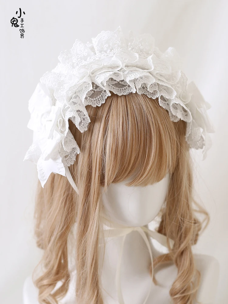 Originale lolita elegantemente generato colore fascia Goth Bow accessori per capelli copricapo in pizzo