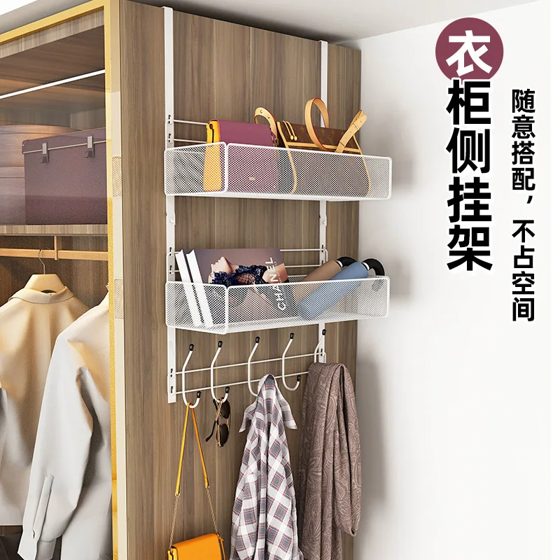 

Bedroom Wardrobe Storage Shelves Side Shelf Wardrobe Dormitory Hollow Out Small Grids Hanging Basket Rack Loading 30kg