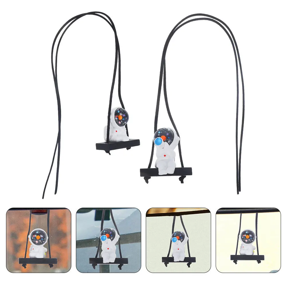 

2pcs Interior Hanging Accessories Astronaut Shape Resin Pendant For Rearview Mirror Car Hanging Ornament Car Decorations