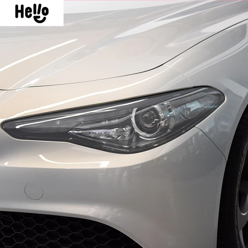 For Alfa Romeo Giulia 952 2016-Present Car Headlight Protective Film Smoked Black Tint Wrap Vinyl Transparent TPU Sticker