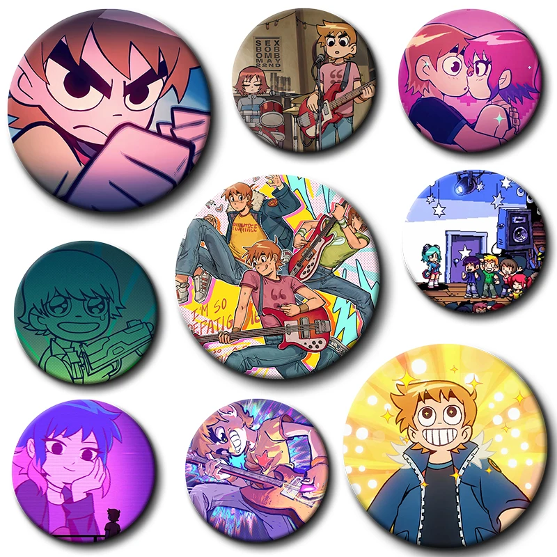 58mm Anime Scott Pilgrim Ramona Fanart Soft Button Pin Creative Cartoon Character Takes Off Brooch Badge Bag Accessories Decor