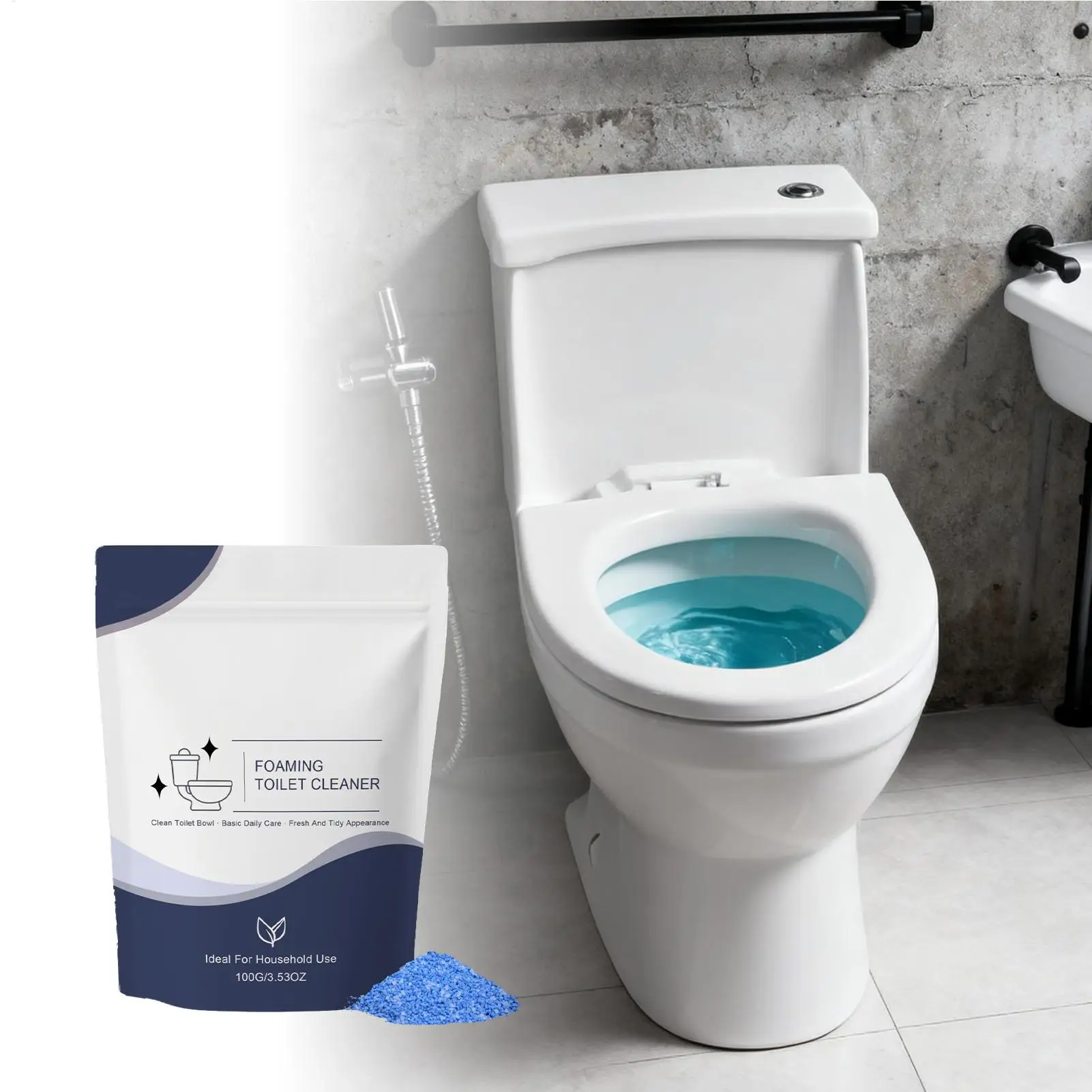 Toilet Cleaner Heavy Duty Refreshing Deodorizer 100g Foaming Bowl Cleaner Powder for Yellowing Rust Home Apartment Hotel Office