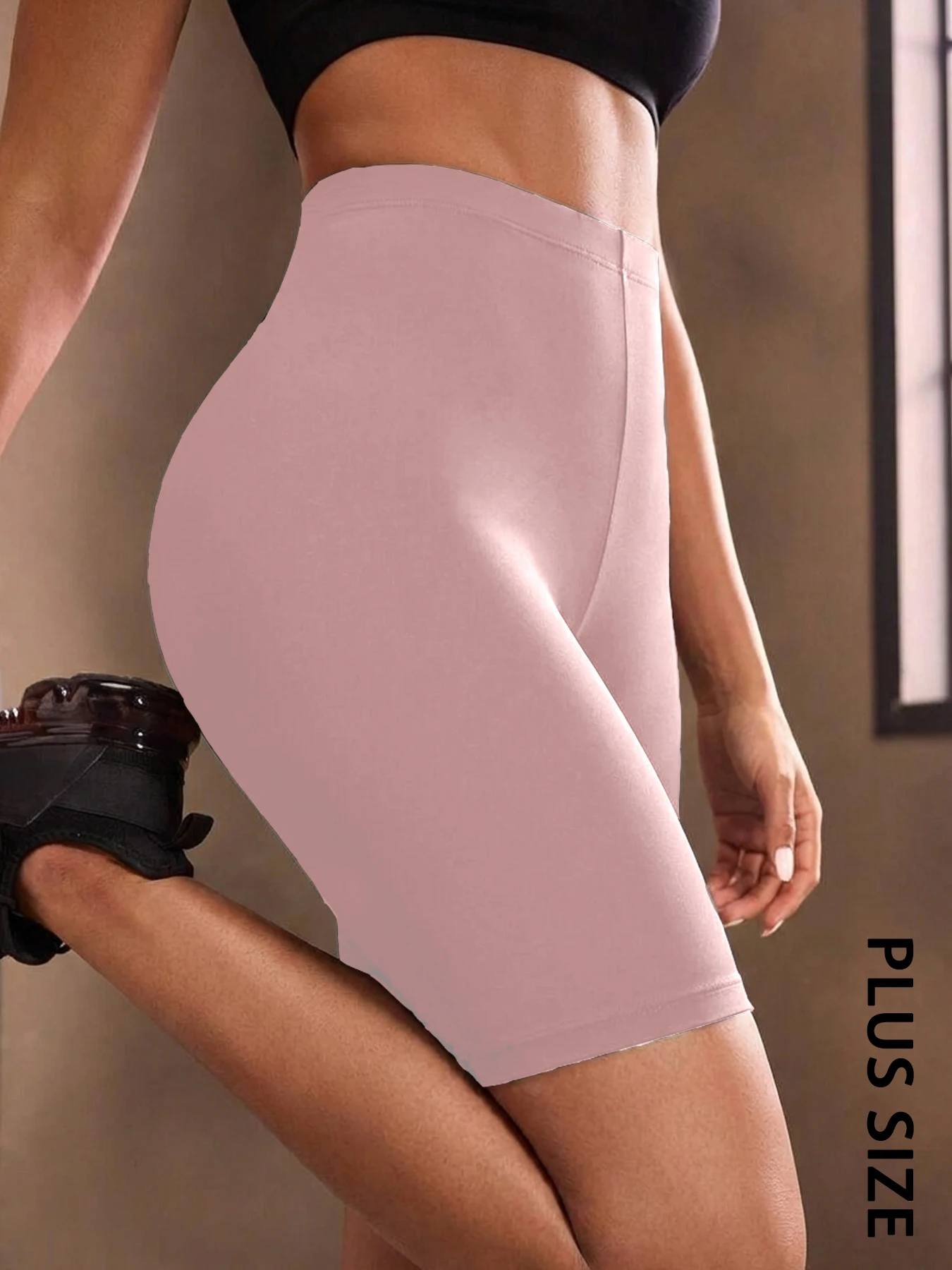 

Plus Size Women's Super Soft Biker Shorts High Stretchy No See Through Workout Running Yoga Athletic Gym Fitness Pants