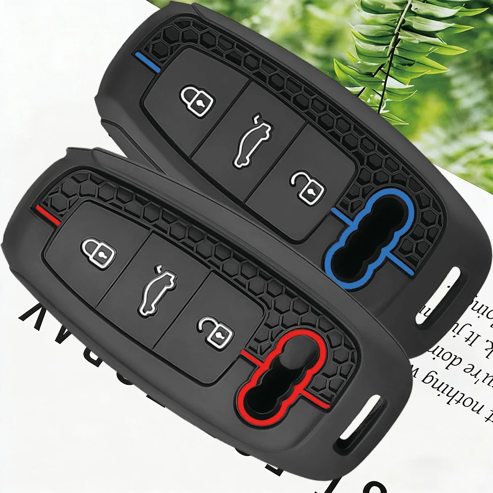 Premium Soft Silicone Car Key Case Cover For Audi A3 8Y A4 A6 A7 A8 E-tron Q5 Q8 C8 D5 Auto Protection Shell Holder Accessories