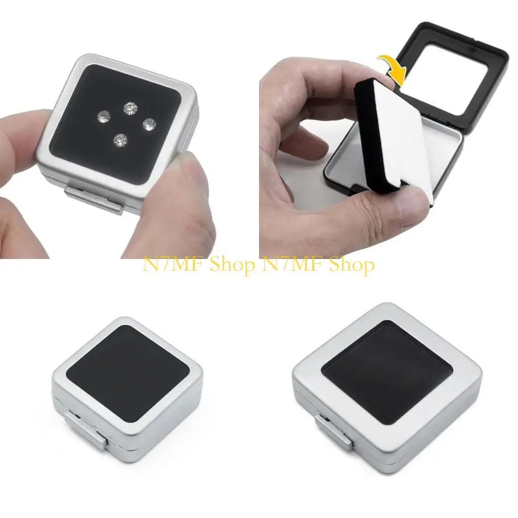 

N7MF Gemstones Packaging Box Pendant Jewelry Gift Box Display Case Silver Black