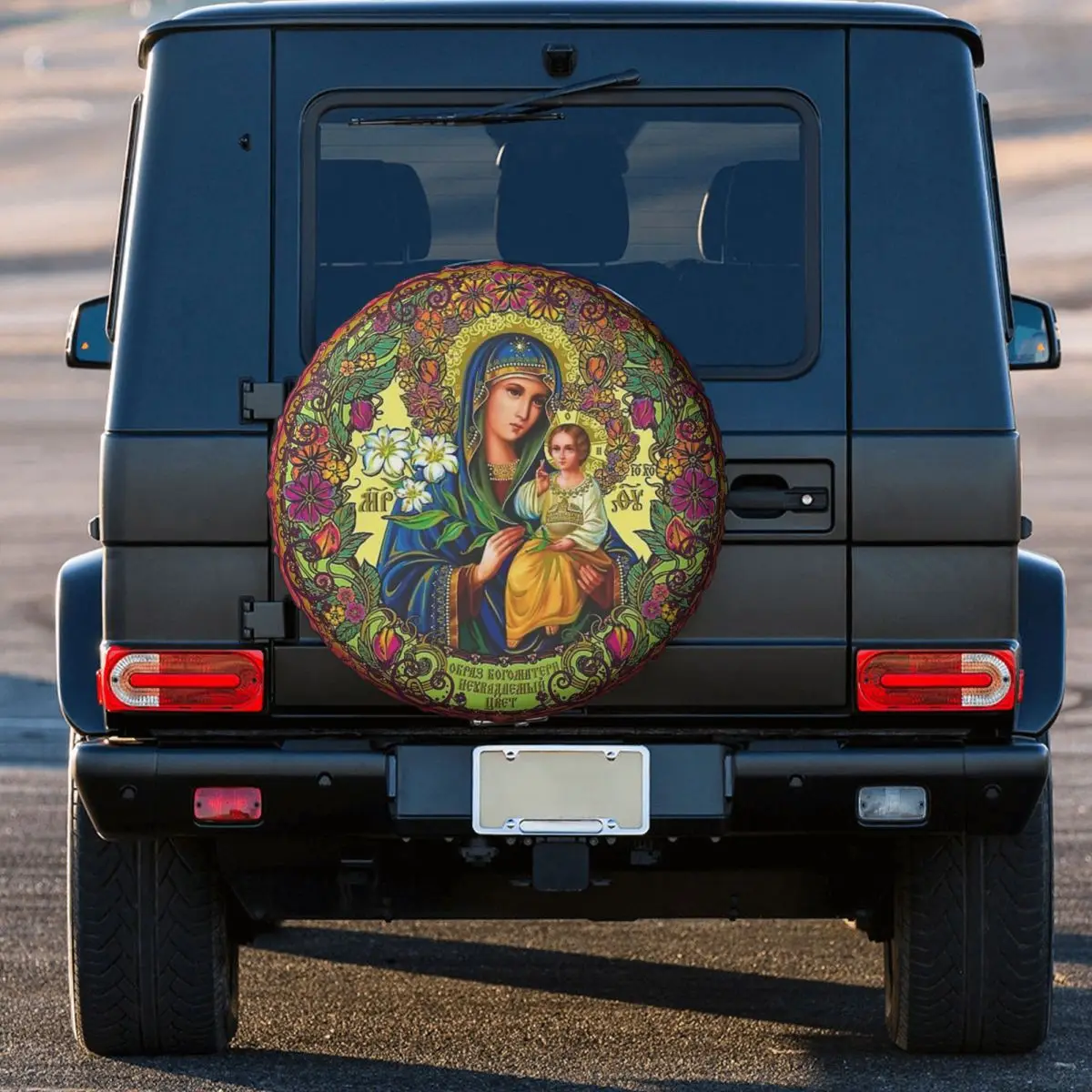 

The Mother Of God, Virgin Mary, Our Lady Tire Cover Wheel Protectors Weatherproof Universal for Jeep Trailer RV SUV Truck