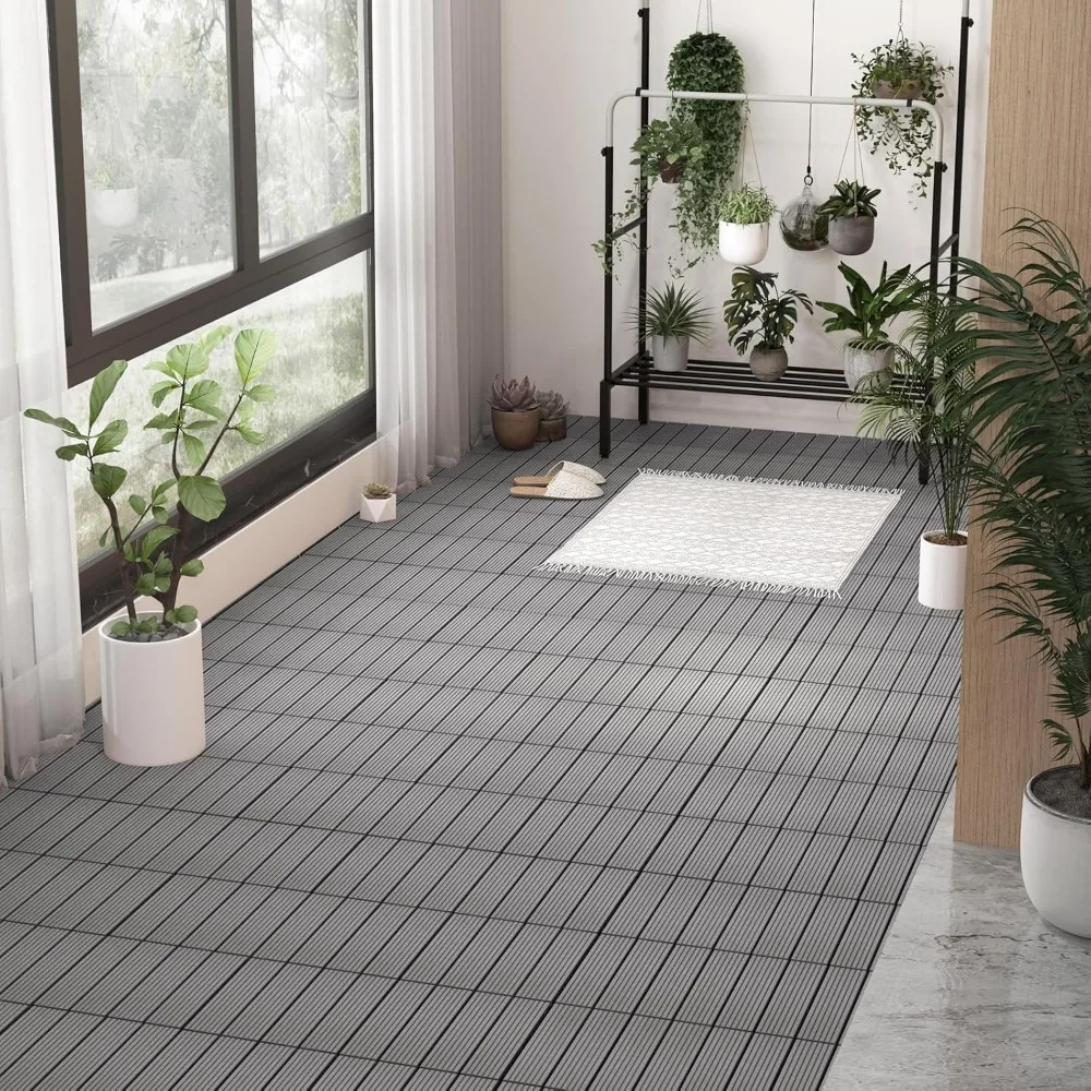 

Interlocking Deck Tiles 36 Pack - 36 sq.ft Composite Outdoor Flooring Covering All Weather Use, 12 x 12 in Patio Decking