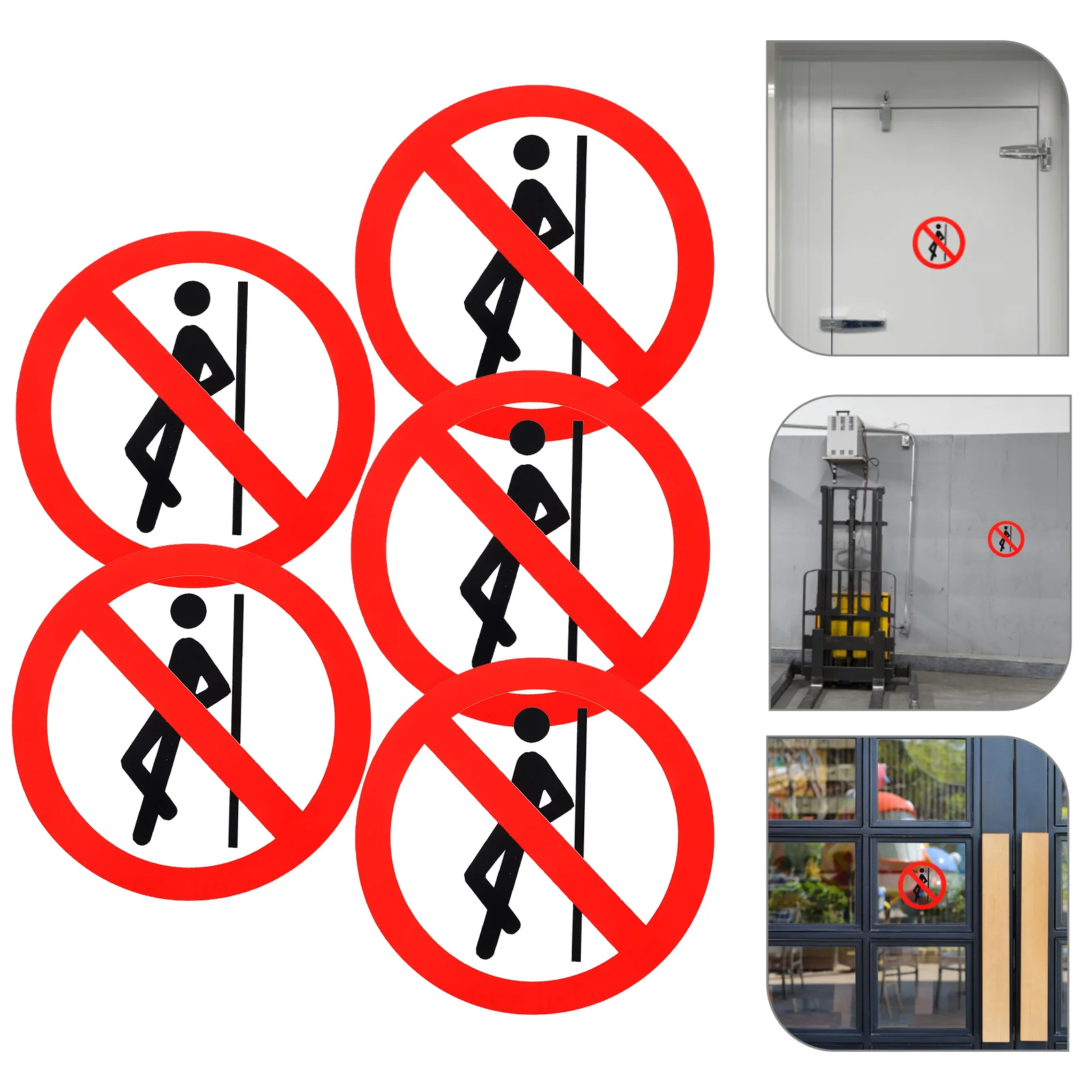 

5Pcs No Leaning Warning Sign Stickers Bright Self Adhesive Peel and Stick Labels for Workshop Metal Glass Safety Warning Decals