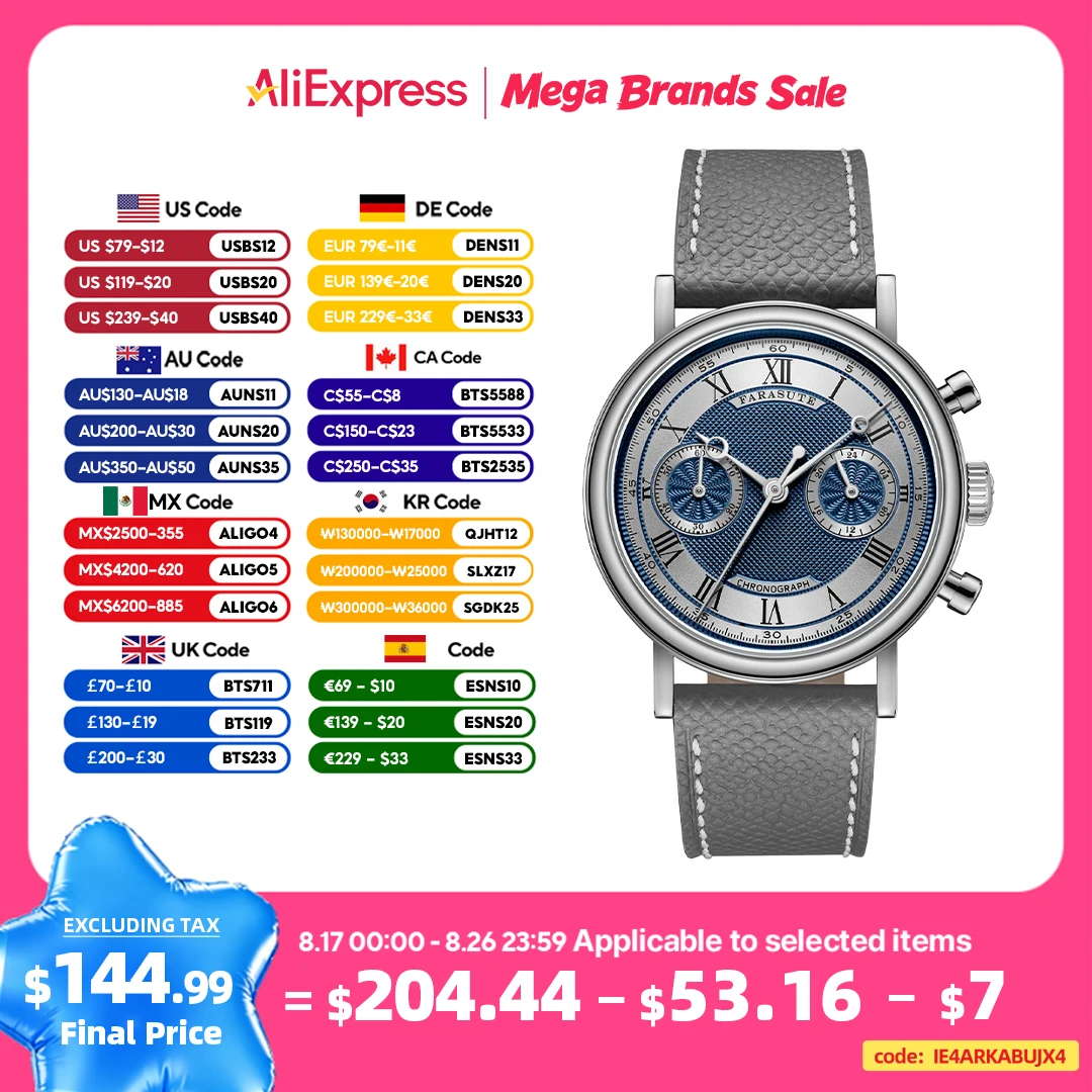FARASUTE Top Marke Luxus Edelstahl Geschwindigkeit Sport Chronograph VK64 Quarz Armbanduhren Für herren Uhr Montres Pour Hommes