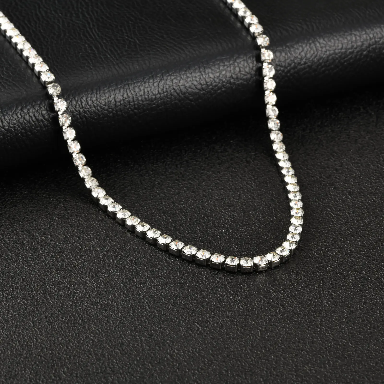 Hip-Hop Tennis-Kette Halskette für Männer, 4mm Edelstahl Zirkon Choker, Luxuriöser Rock-Punk Schmuck Geschenk für Ehemann Vater Sohn – Detail 2
