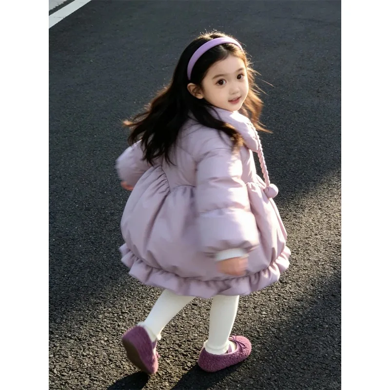 UNITIM Winter Junior Girls Parka Thick Warm Sweet Flower Bud Padded Coat for Teens Girl 2-10Yrs Kids Girls Plus Velvet Outerwear