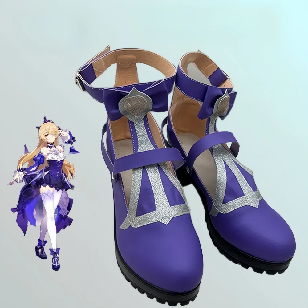 

Fischl Genshinimpact Cosplay Shoes Anime Game Cos Purple Leather Boots Fischl Cosplay Costume Prop Shoes for Halloween Party