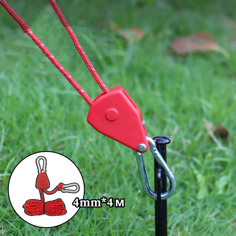 Camping Rope Tent Adjustable Rope Fastener Fixed Buckle Pulley Tensioner Ratchet Hangers Lights Camping Awning Wind Rope