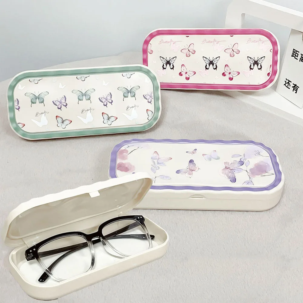 Colorful Butterfly Portable Glasses Case Cute Sunglasses Myopia Glasses Storage Box Travel Student Simple Sunglasses Storage Box