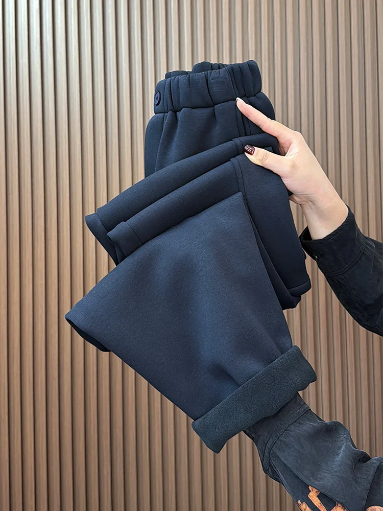 

Autumn winter new casual with plush and thick Haren pants loose and slimming nine cropped pants women fashion simple pants