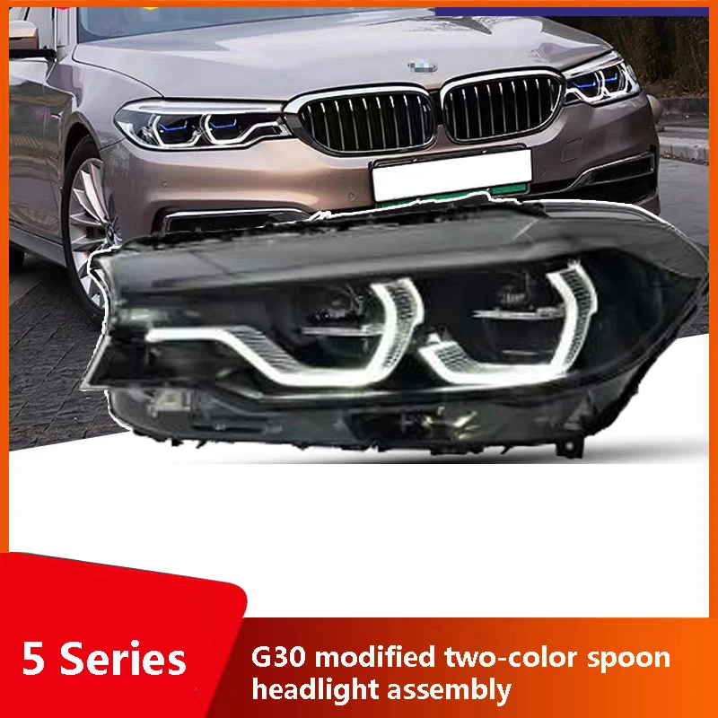 

Suitable for 2018-2020 BMW 5 Series G30 modified two-color spoon headlight assembly headlight daylight steering