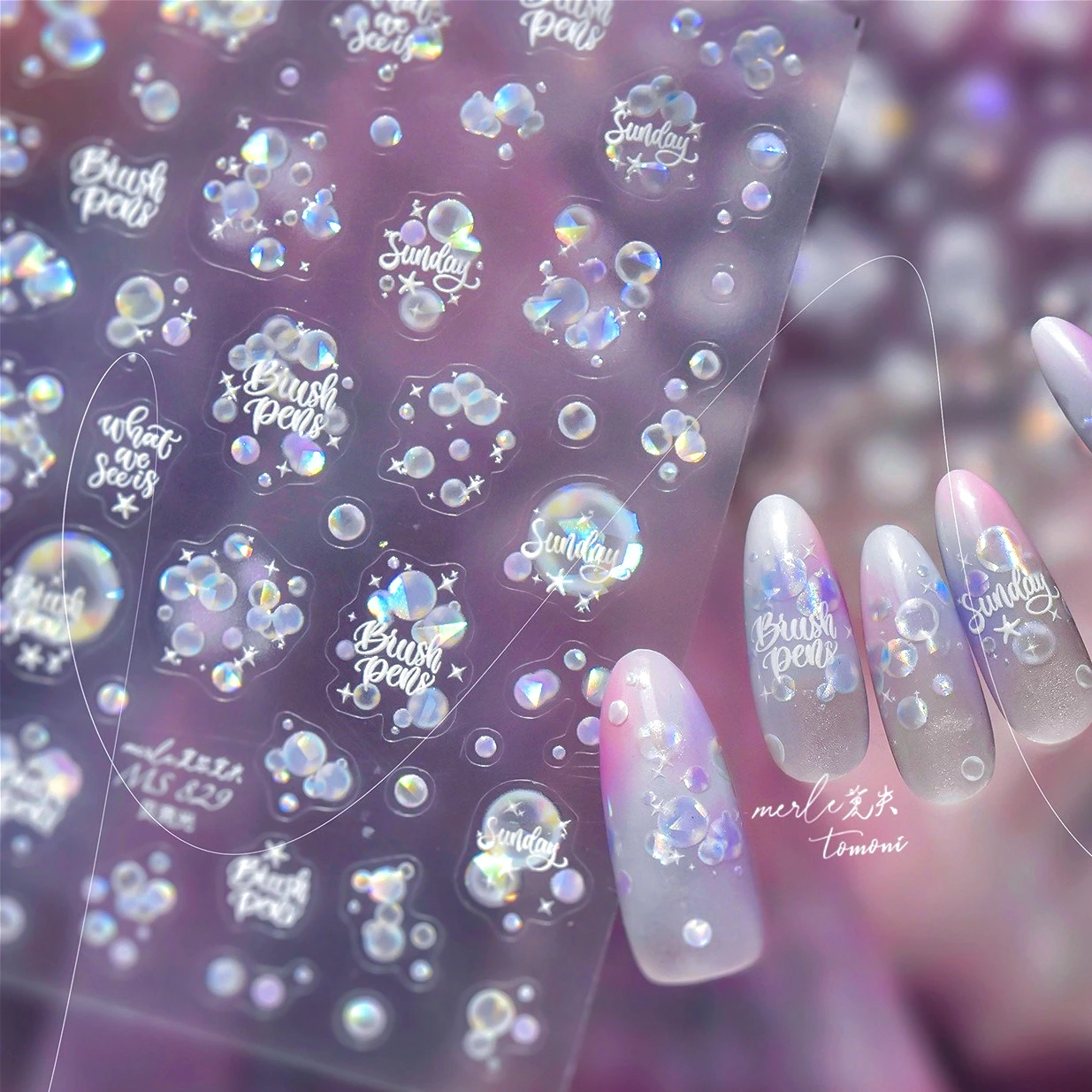 

Dreamy Water Bubbles Star Starfish Beach Dance Party Coconut Tree Surf Romantic Funny Adhesive Nail Art Sticker Manicure Decals