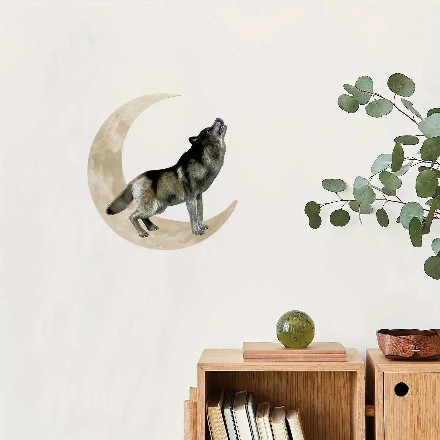 

Crafts Wolf On Moon Metal Art Wall Sticker for Living Room, Outdoor Decor, Home Decor, Bedroom, Decor metal wall hanging