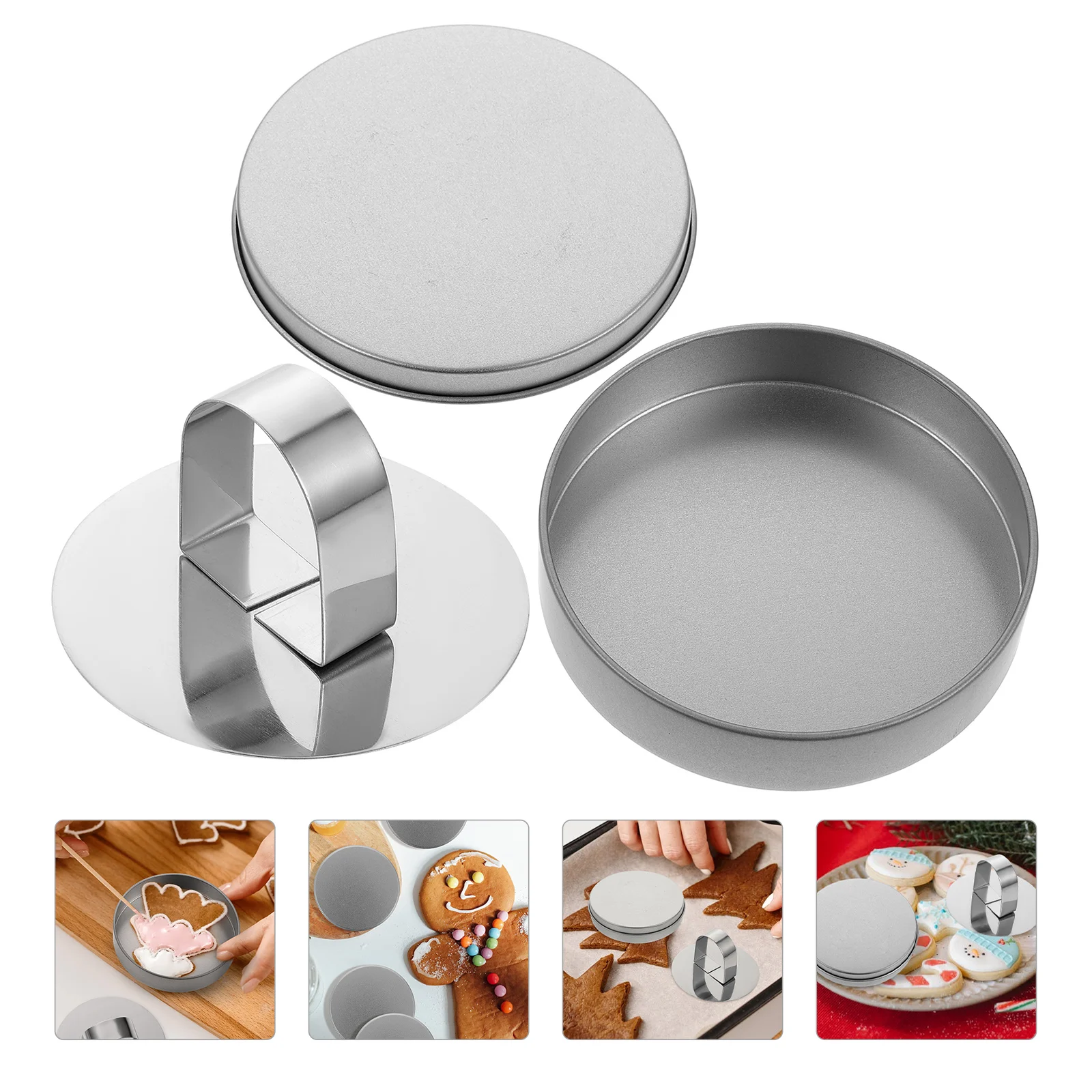 2Pcs Tinplate Candy Boxes Cookie Making Tool Cookie Cutters Biscuits Baking Molds Cookie Storage Box Metal Cookie Biscuits Mold