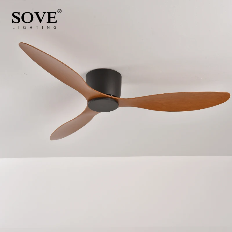 SOVE Ventiladores de teto modernos de piso baixo sem luz DC 30W Ventilador de teto com controle remoto Ventilador de teto simples para casa sem