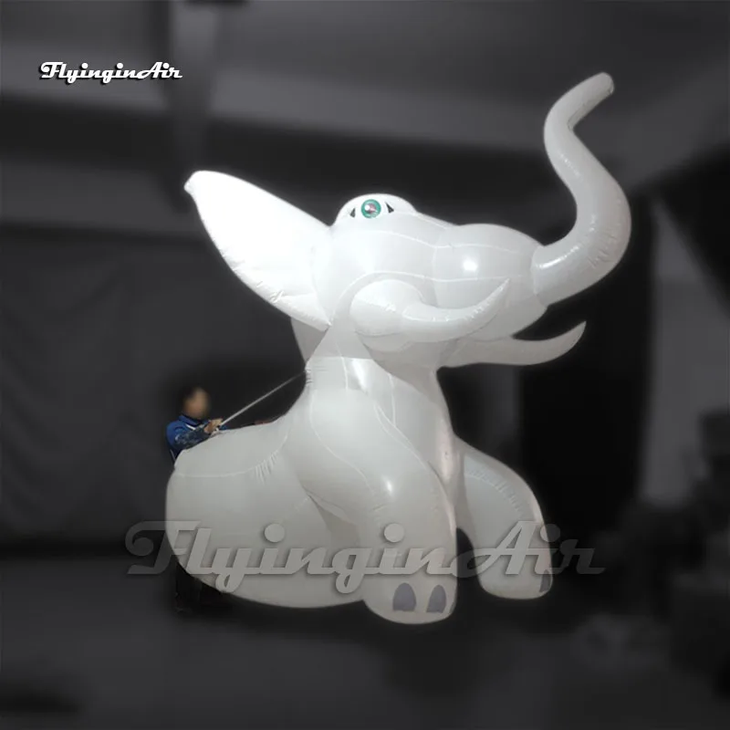 

Wonderful White Walking Inflatable Elephant Costume Animal Balloon Blow Up Parade Puppet For Circus Stage Show