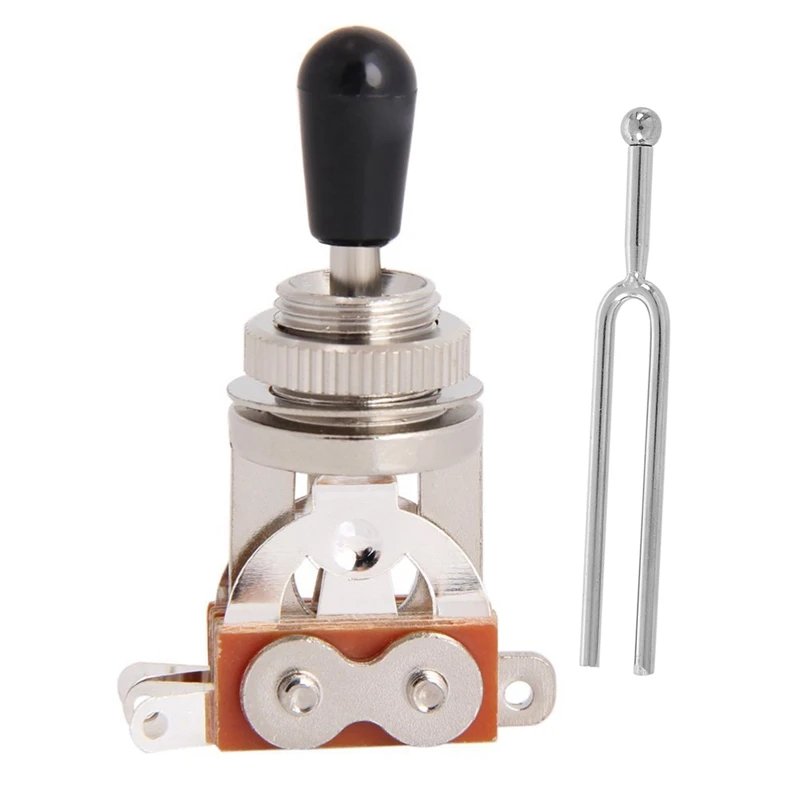 2 Pcs Parts: 1Pcs C523 Instrument Tuner Metal Tuning Fork & 1 Pcs Electric Guitar Toggle Switch 3 Way Pickup Selector