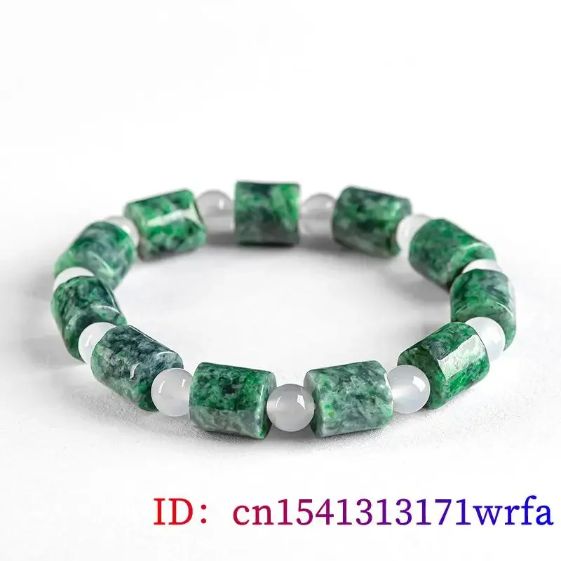 Burmese Jade Bead Bracelets Charm Stone Fashion Jewelry Jadeite Carved Real Gemstone Gemstones Certificate Women Natural Green