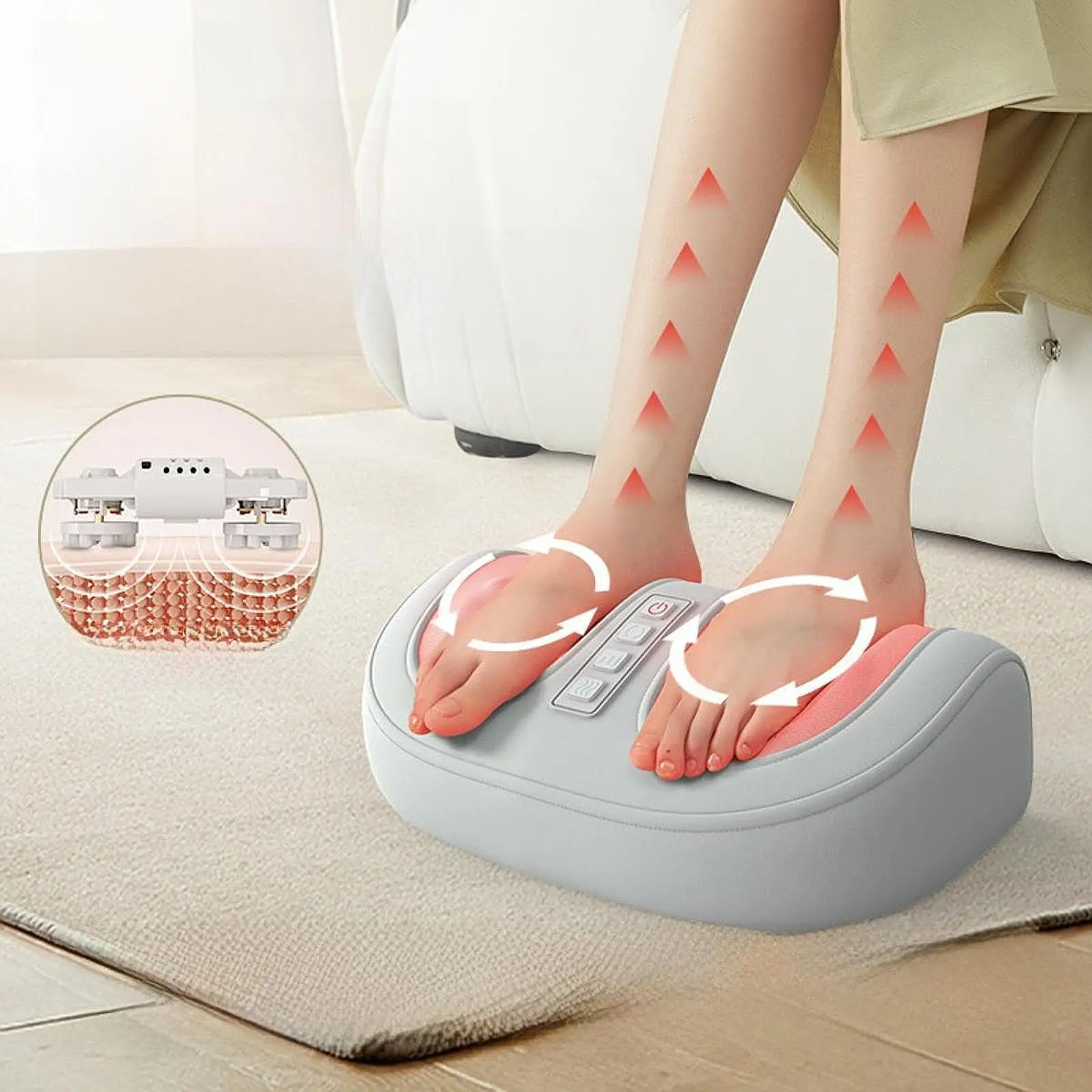 

Electric Foot Massager Deep Kneading Rolling Easy to Use Vibrations Foot Massager Machine with Heat for Arm Leg Calf Feet Dad