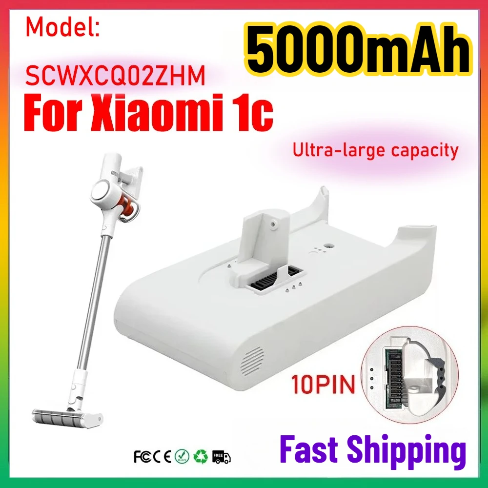 

High-capacity 5000mAh for Xiaomi Handheld Cordless Vacuum Cleaner Accessories 1C SCWXCQ02ZHM Vacuum Cleaner Replacement Battery