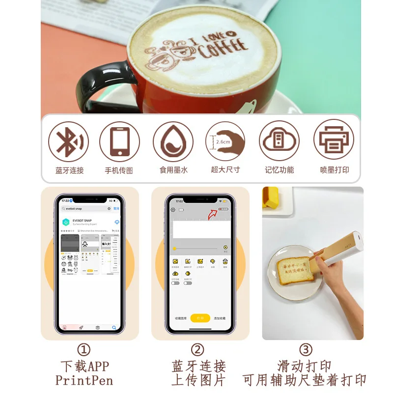 Afbeelding 5: Handheld voedselprinter, inkjetpen, mini draagbare printer