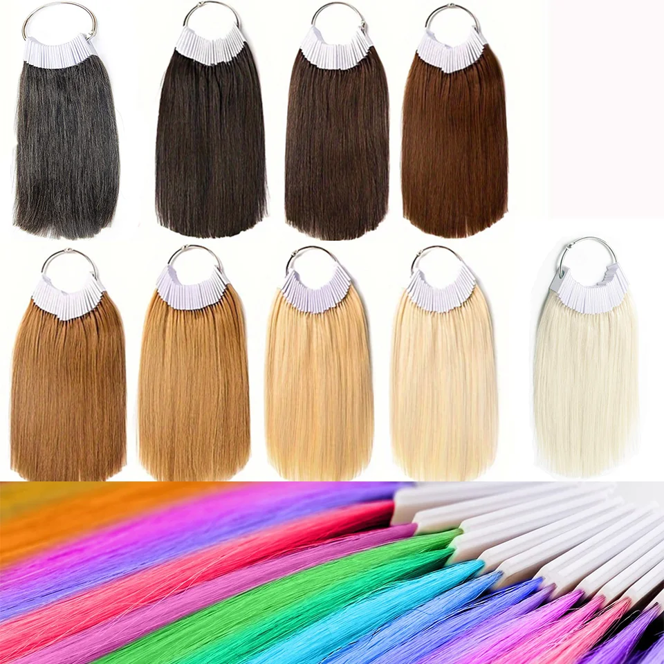 100% Human Hair Swatches for Salon Testing Color Sample 30 Piece、Pack 8 Inch Real Hair Piece Dye Test Hair Spring Hair Bundle