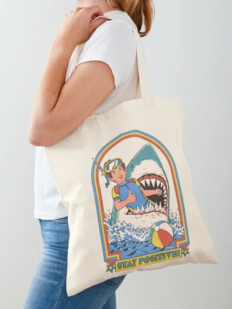 Stay Positive Tote Bag eco bag folding supermarket folding bag canvas tote shopper woman