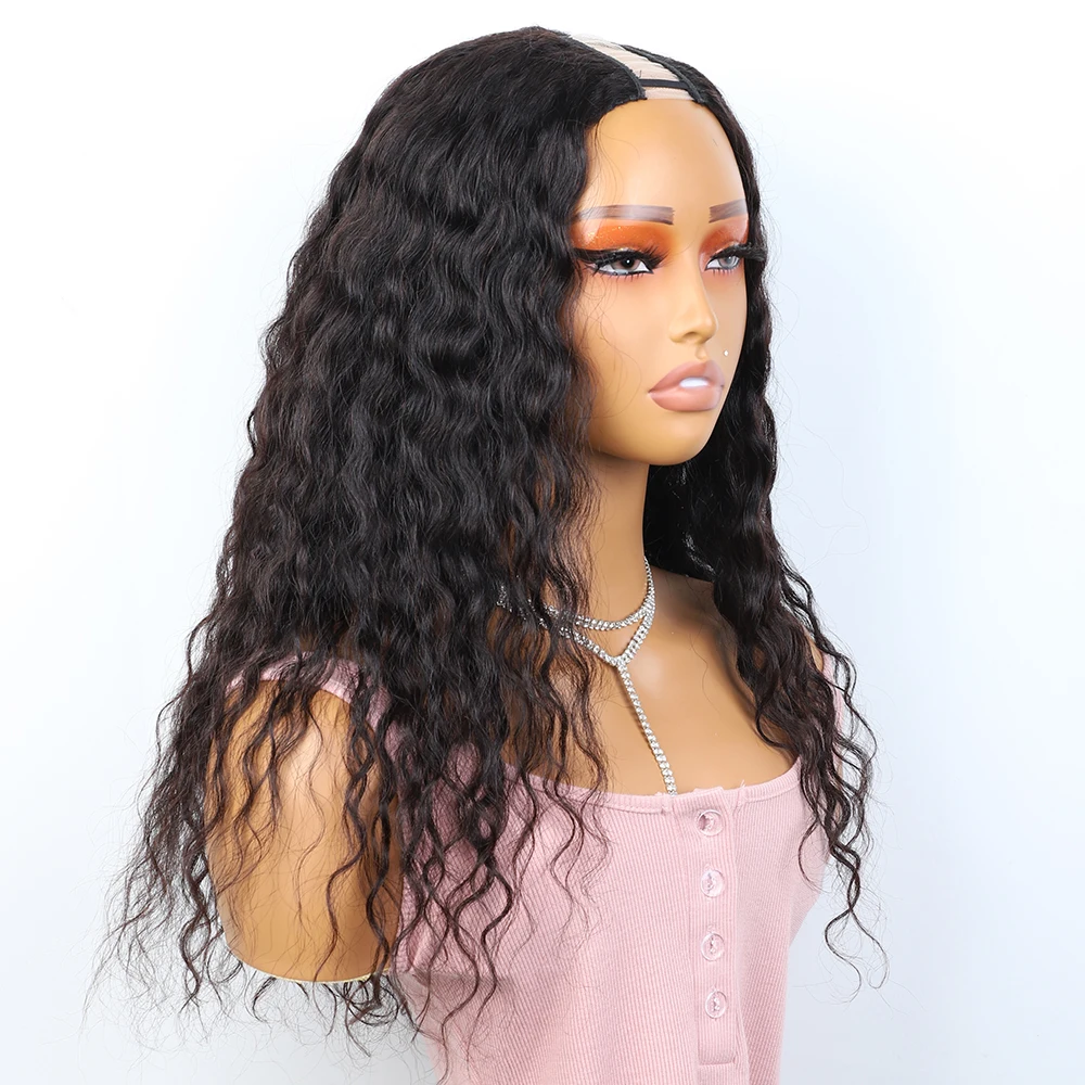 Lekker Wet and Wavy Deep Curly U Part Human Hair Wigs For Women Brazilian Remy Hair Middle V Part No Glue 24