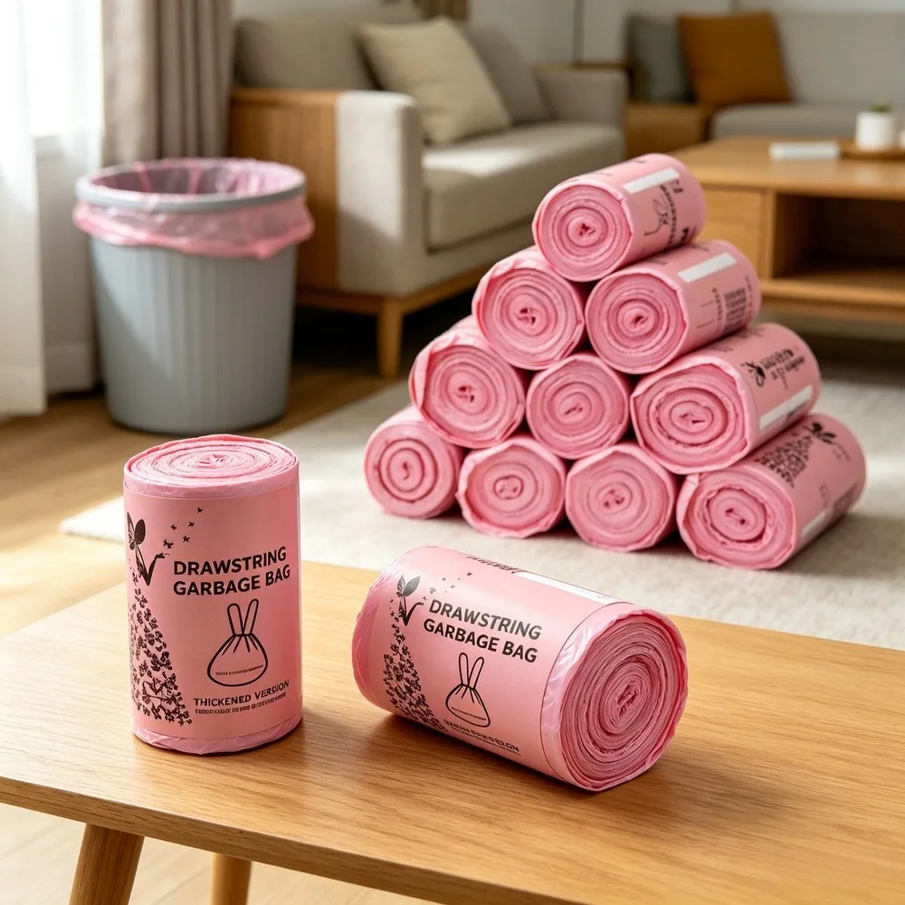 Pink Rose Scented Trash Bags 5-Gallon Sturdy Durable for Bathroom Bedroom Office Fits 15-20L Trash Can 3.5/4/5 Gallon