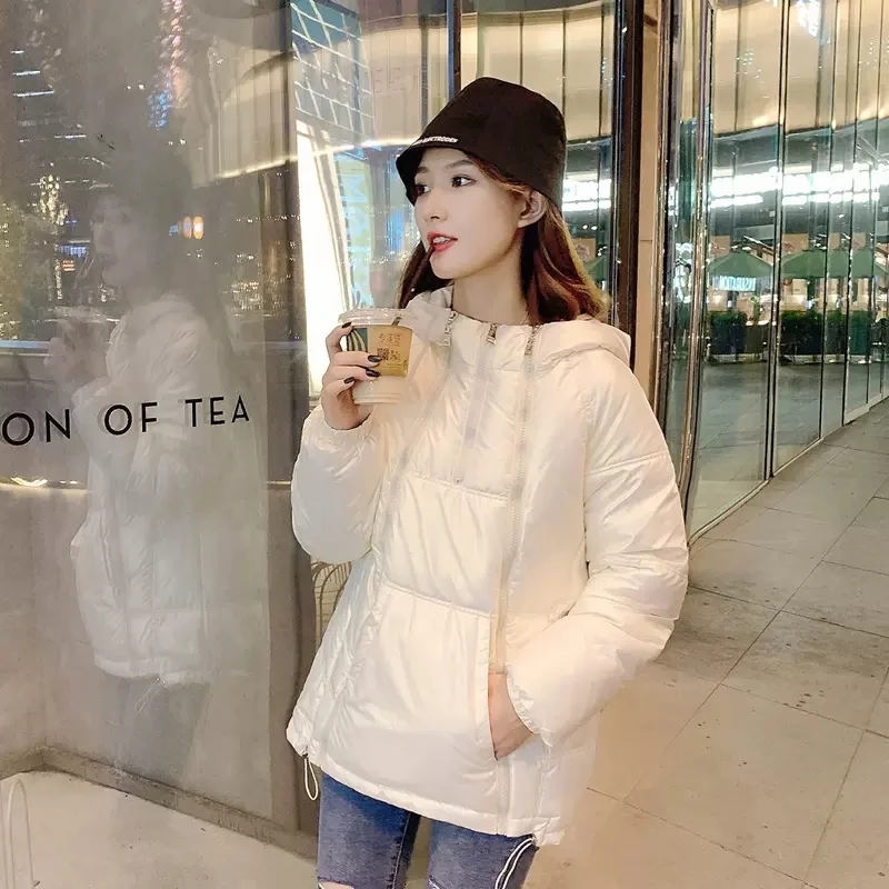 Women Loose Hooded Multi-zipper Puffer Jacket High Quality Cotton Outwear Casual Long Sleeve Winter Parkas