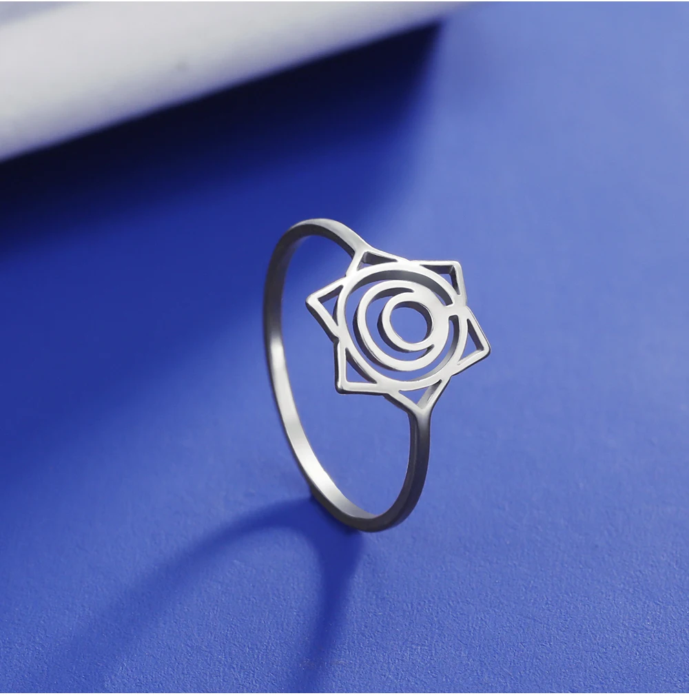 COOLTIME Sakral Chakra Symbol Ring Frauen Männer Edelstahl Svadhisthana Yoga Chakra Fingerringe Vintage Amulett Schmuck Geschenk – Detail 8
