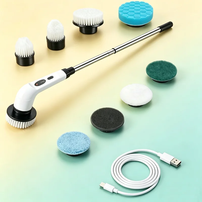 Elektrische Spin Scrubber, draadloze reinigingsborstel voor de badkamer, krachtige reinigingsborstel met verwisselbare borstelkoppen, elektrische reinigingsborstel