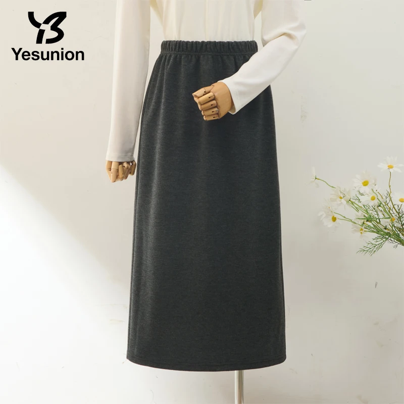 

Полуюбка с высокой талией, женская осенне-зимняя утягивающая юбка трапециевидной формы, универсальная длинная юбка для скрытого мяса, модная женская юбка
