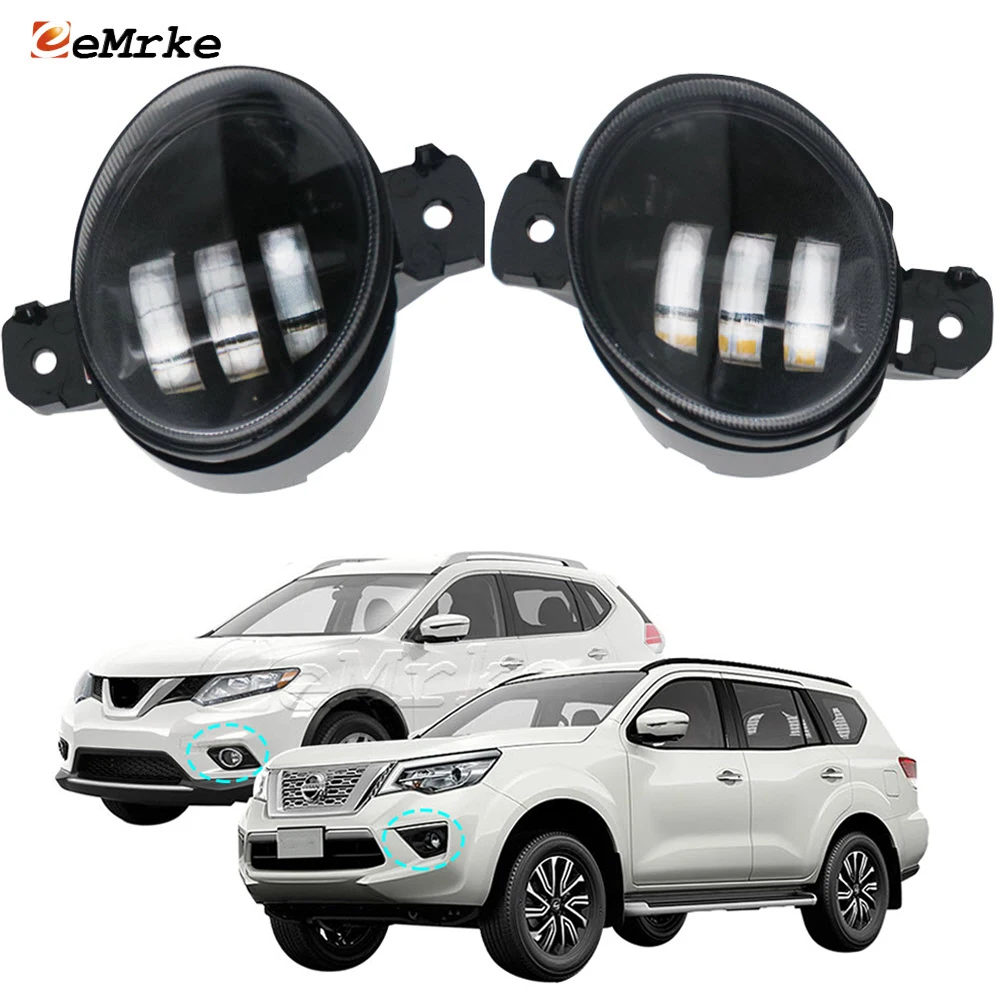 

Led Fog Lamp Assembly Headlights w/ Lens DRL for Nissan X-trail X Trail Rogue T32 2014 2015 2016 Terra 20W 12V H11 Fog Lights