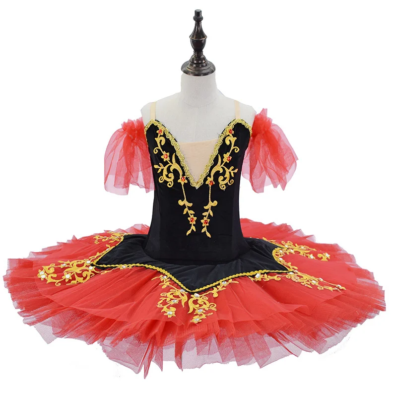 Professional Ballet Tutu Red Paquita Ballet Pancake Swan Lake Tutu Ballerina Costumes Dancing Costume Figure Skating Dress Girls