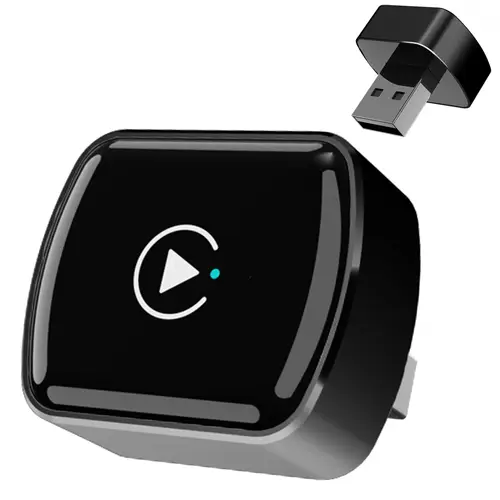 Adaptador CarPlay inalámbrico 2026 Actualización CarPlay con cable a inalámbrico, diseño Mini USB para automóviles con costura Apple CarPlay con cable incorporado