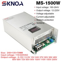 Digital Display Power Supply MS-1500W 220V AC/DC 12V 15V 24V 36V 48v 60V 72V 80V 110V 150V 220V Voltage Current Adjustable SMPS